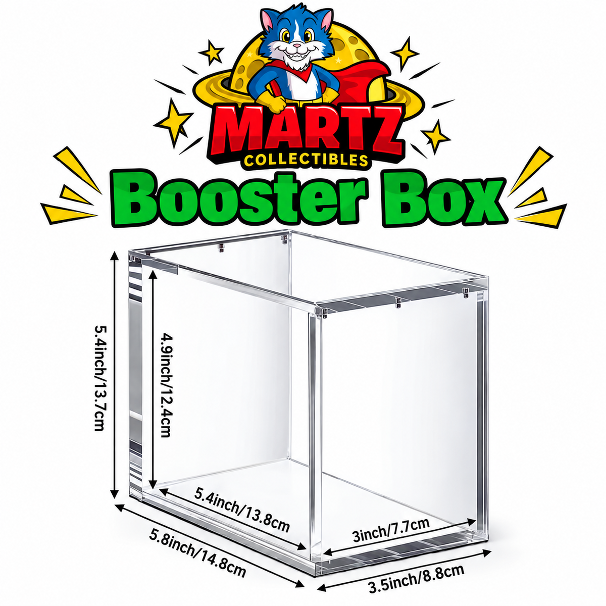 Booster Box Acrylic Case Magnetic Lid Display Box for Pokemon Card TCG Booster